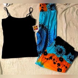 Floral bell bottom pants size M and a Soho brand cami size M (8-10